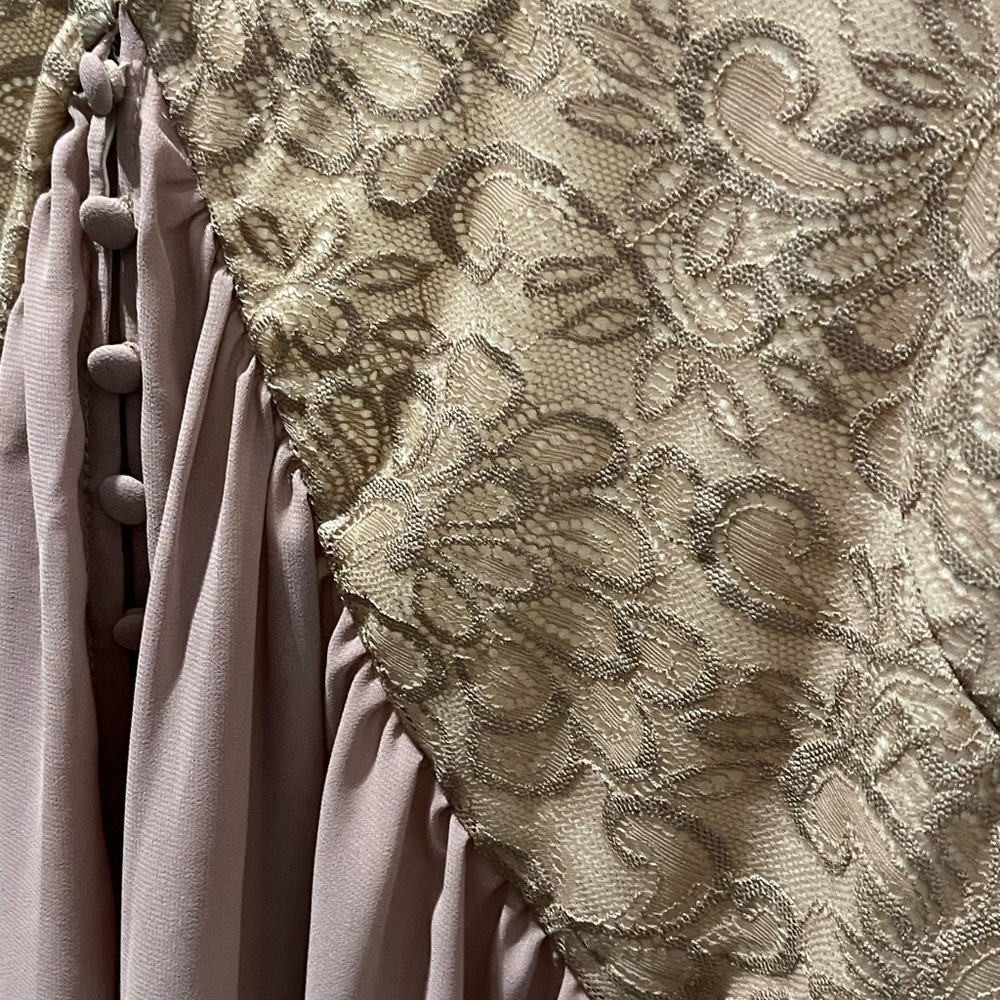 Boho Lace Yoke Long-Sleeve Dress in Dusty Rose - Picture 5 of 6